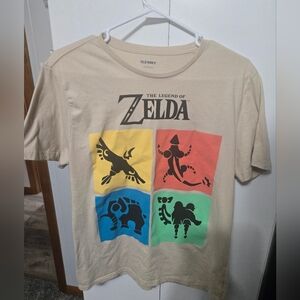 Old Navy Beige The Legend Zelda Graphic T-Shirt With Divine Beasts